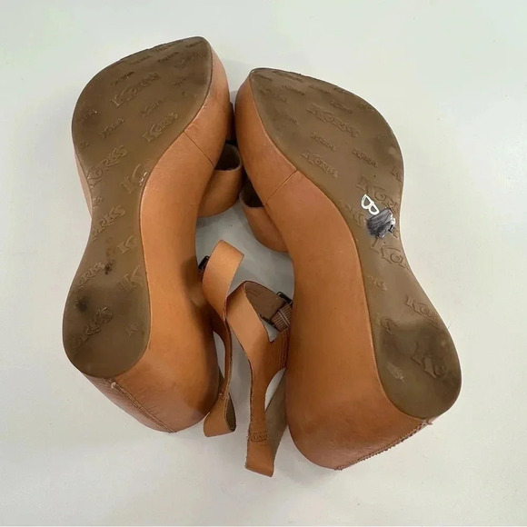 Korks womens sandals size 10 42 M/W tan leather platform wedges - Picture 10 of 13